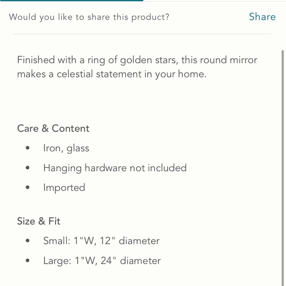 12โ Starry Crown Mirror (small) * - Picture 7 of 13